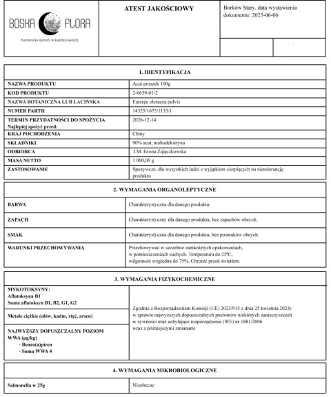 JAGODY ACAI 100% Suplement diety